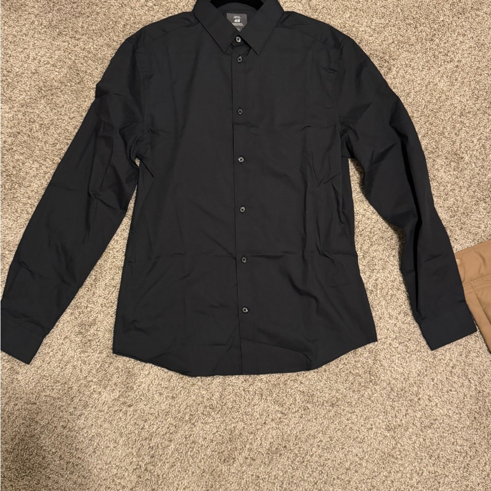 Black Long Sleeve Button-Up Shirt
